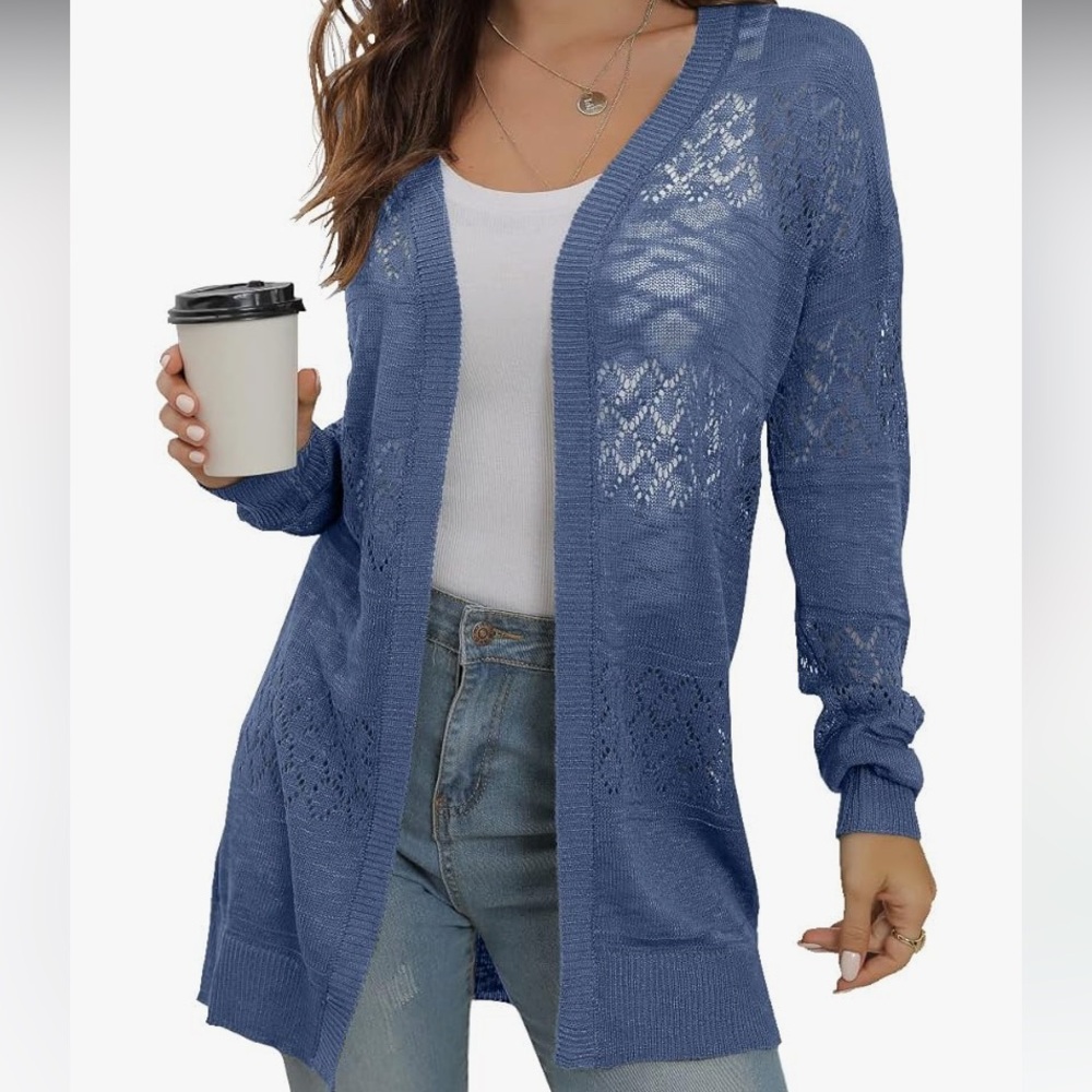 Elesol Casual Lightweight Long Sleeve Cardigan/Beach Cover NWT